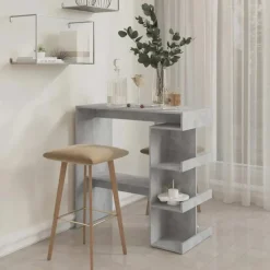 Bartafels-vidaXL - Bartafel met opbergruimte - Betongrijs - Bewerkt hout - 100x50 cm