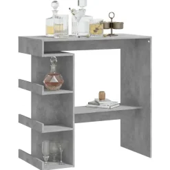 Bartafels-vidaXL - Bartafel met opbergruimte - Betongrijs - Bewerkt hout - 100x50 cm