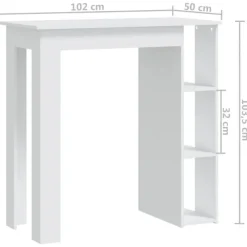 vidaXL - Bartafel met opbergruimte - Wit - Bewerkt hout - 102x50 cm