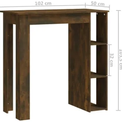 Bartafels-vidaXL - Bartafel met opbergruimte - Gerookt eiken - Bewerkt hout - 102x50 cm