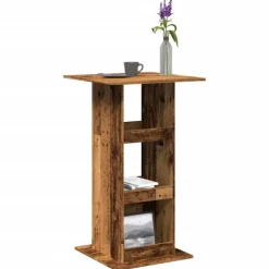 Bartafels-vidaXL - Bartafel met opbergruimte - Oud hout - Bewerkt hout - 60x60x102 cm