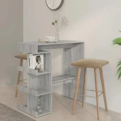 Bartafels-vidaXL - Bartafel met schappen - Grijs sonoma eiken - Bewerkt hout - 100x50 cm