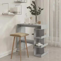 Bartafels-vidaXL - Bartafel met schappen - Grijs sonoma eiken - Bewerkt hout - 100x50 cm