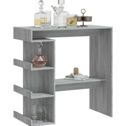 Bartafels-vidaXL - Bartafel met schappen - Grijs sonoma eiken - Bewerkt hout - 100x50 cm