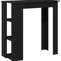 Bartafels-vidaXL - Bartafel met schappen - Zwart eiken - Bewerkt hout - 102x50 cm