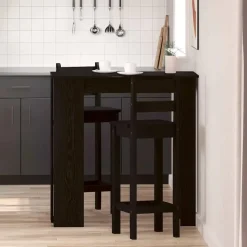 Bartafels-vidaXL - Bartafel met schappen - Zwart eiken - Bewerkt hout - 102x50 cm