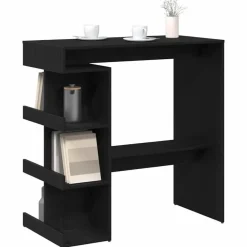 Bartafels-vidaXL - Bartafel met schappen - Zwart eiken - Bewerkt hout - 100x48 cm