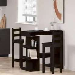 Bartafels-vidaXL - Bartafel met schappen - Zwart eiken - Bewerkt hout - 100x48 cm