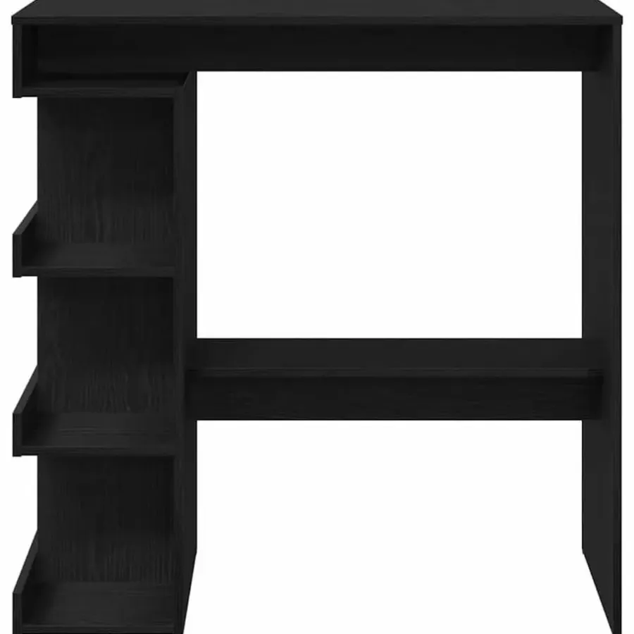 Bartafels-vidaXL - Bartafel met schappen - Zwart eiken - Bewerkt hout - 100x48 cm
