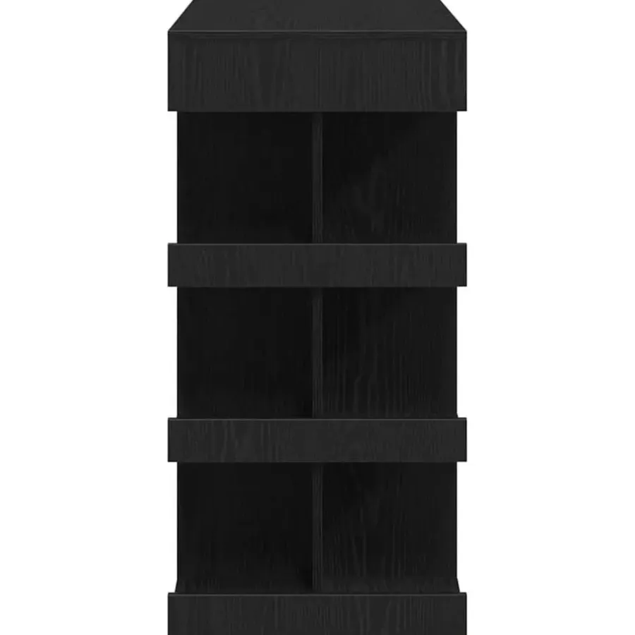 Bartafels-vidaXL - Bartafel met schappen - Zwart eiken - Bewerkt hout - 100x48 cm