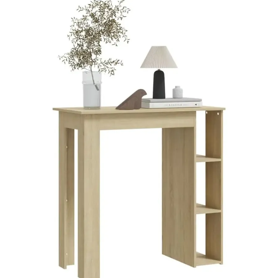 Bartafels-vidaXL - Bartafel met schappen - Sonoma eiken - Bewerkt hout - 102x50 cm