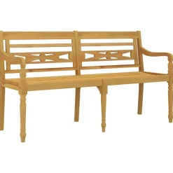 vidaXL - Batavia Tuinbank met beige kussen - Teakhout - 150x51.5x84 cm
