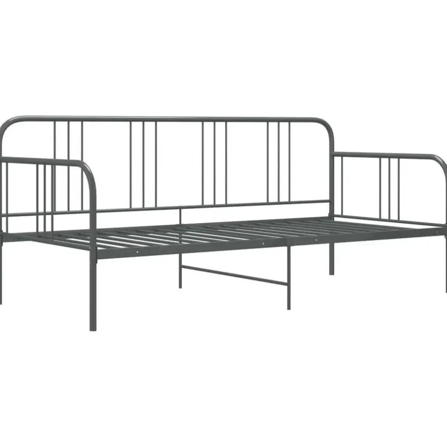 1-Persoons Bedden-vidaXL - Bed - Grijs - Metaal - 90 x 200 cm