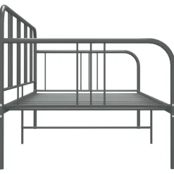1-Persoons Bedden-vidaXL - Bed - Grijs - Metaal - 90 x 200 cm