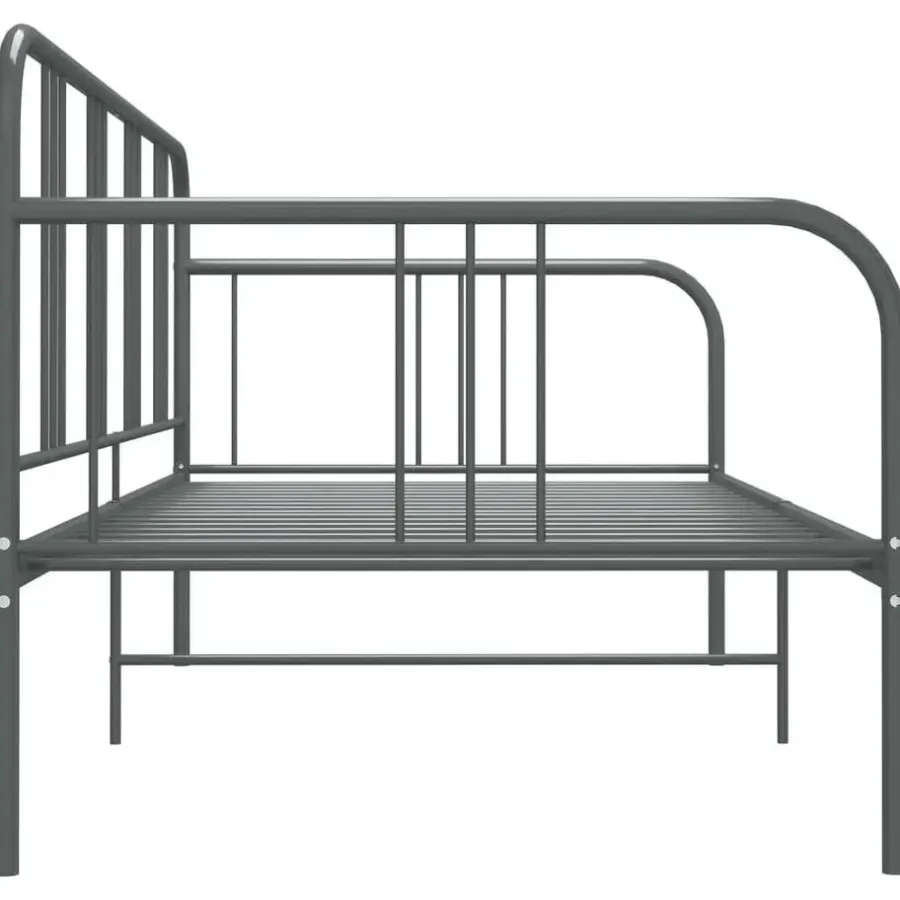 1-Persoons Bedden-vidaXL - Bed - Grijs - Metaal - 90 x 200 cm