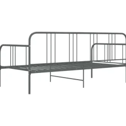 1-Persoons Bedden-vidaXL - Bed - Grijs - Metaal - 90 x 200 cm