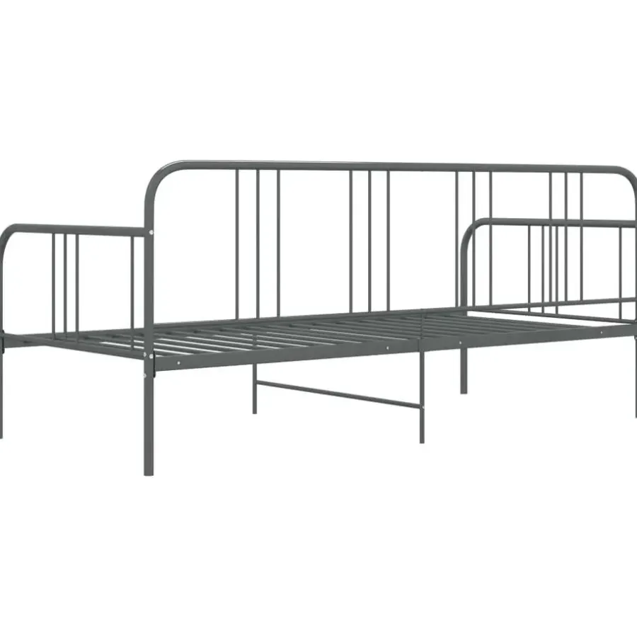 1-Persoons Bedden-vidaXL - Bed - Grijs - Metaal - 90 x 200 cm