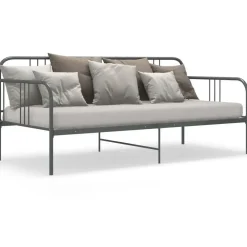 1-Persoons Bedden-vidaXL - Bed - Grijs - Metaal - 90 x 200 cm
