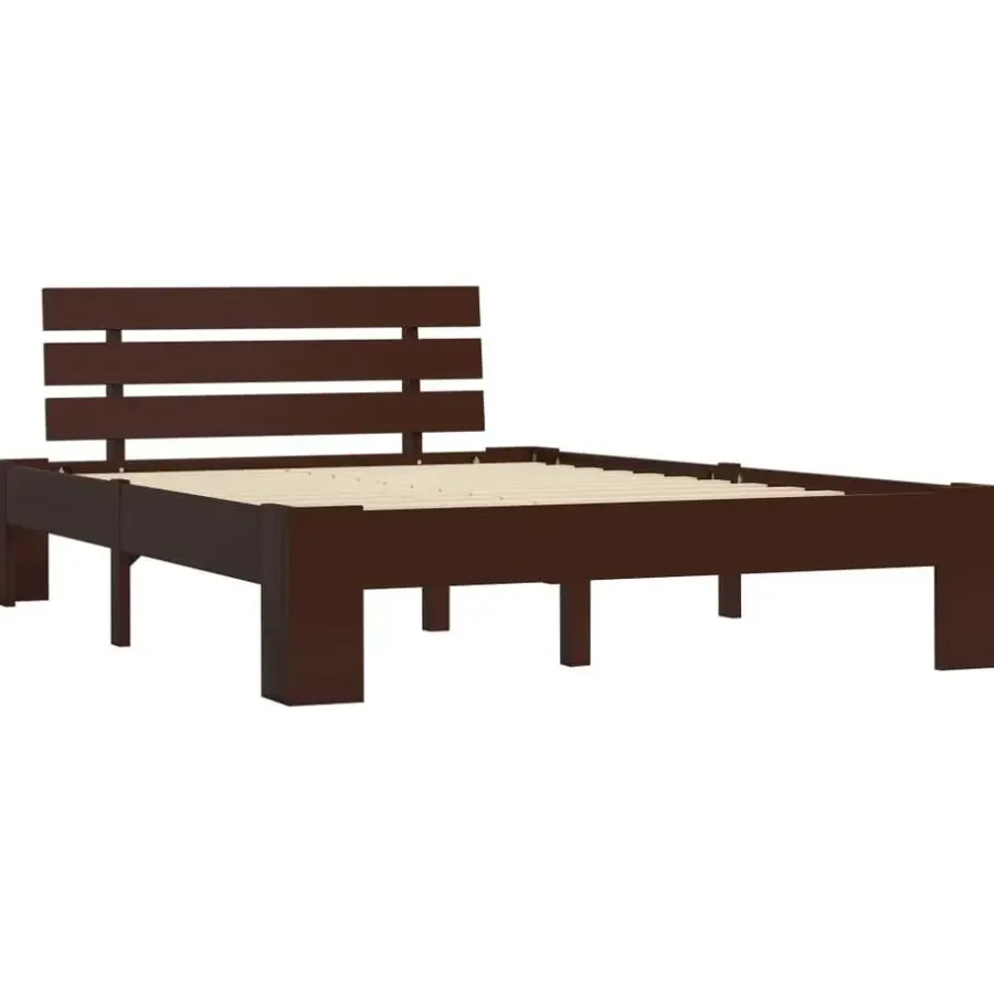 Twijfelaars-vidaXL - Bed frame - Donkerbruin - Massief grenenhout - 140x200 cm