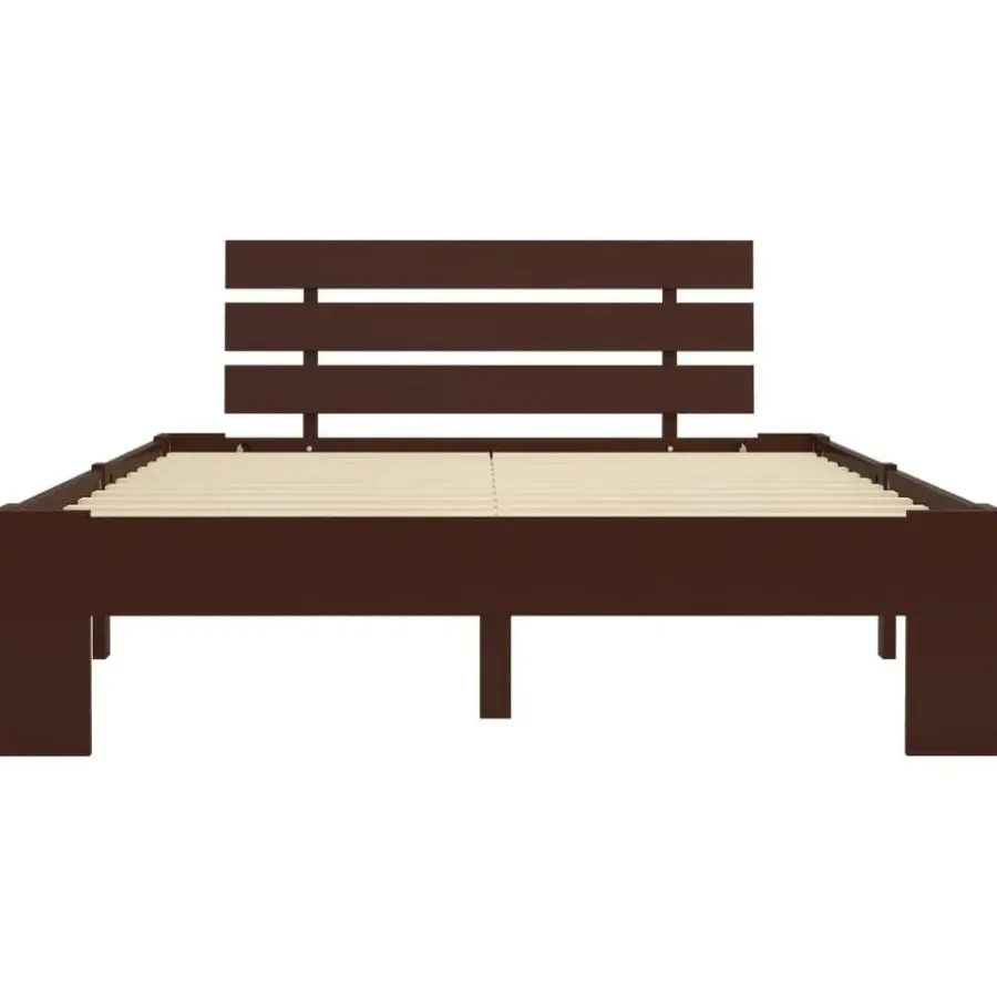 Twijfelaars-vidaXL - Bed frame - Donkerbruin - Massief grenenhout - 140x200 cm