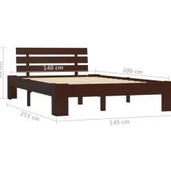 Twijfelaars-vidaXL - Bed frame - Donkerbruin - Massief grenenhout - 140x200 cm