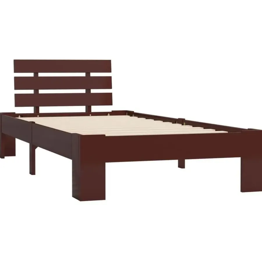 1-Persoons Bedden-vidaXL - Bed frame - Donkerbruin - Grenenhout - 90x200 cm