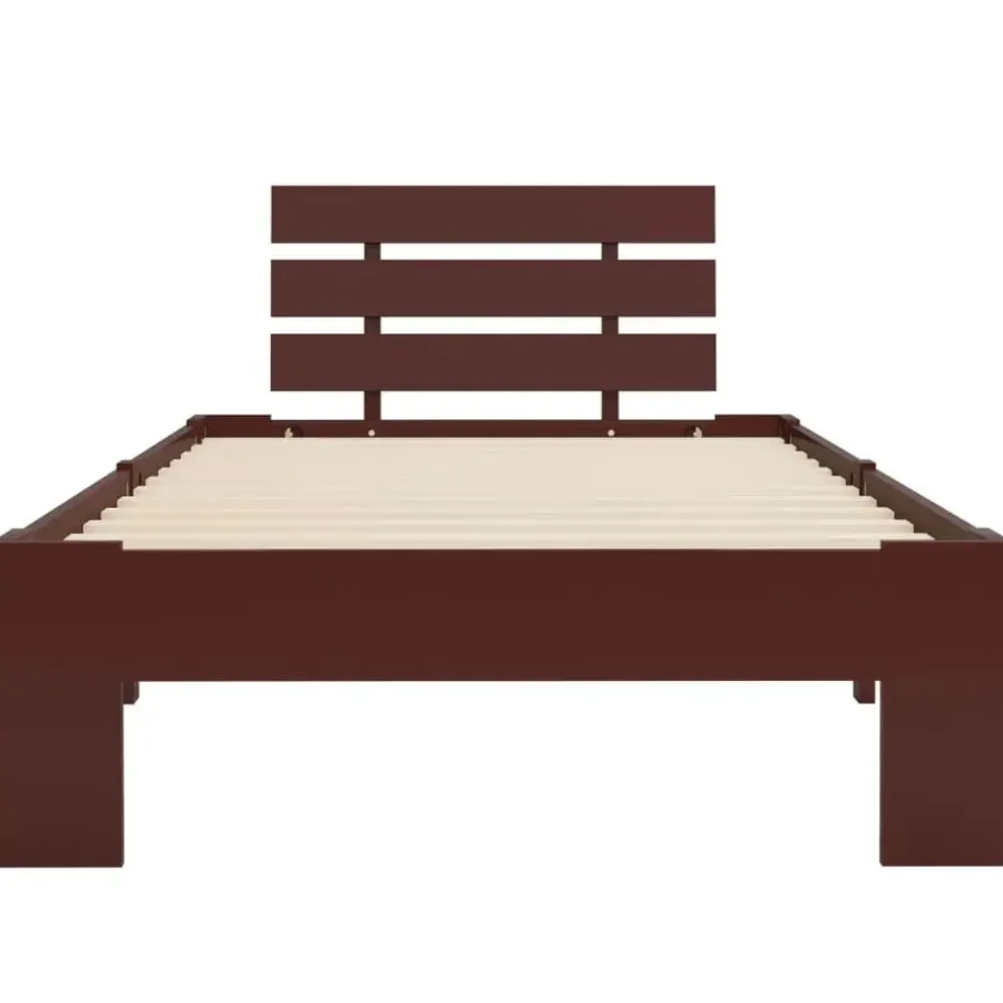 1-Persoons Bedden-vidaXL - Bed frame - Donkerbruin - Grenenhout - 90x200 cm