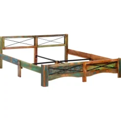 Twijfelaars-vidaXL - Bed frame - Multikleur - Massief gerecycled hout - 180x200 cm