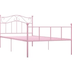 1-Persoons Bedden-vidaXL - Bed frame - Roze - Metaal - 90 x 200 cm