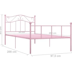 1-Persoons Bedden-vidaXL - Bed frame - Roze - Metaal - 90 x 200 cm