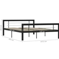 vidaXL - Bed frame - Zwart en wit - Metaal - 140x200 cm
