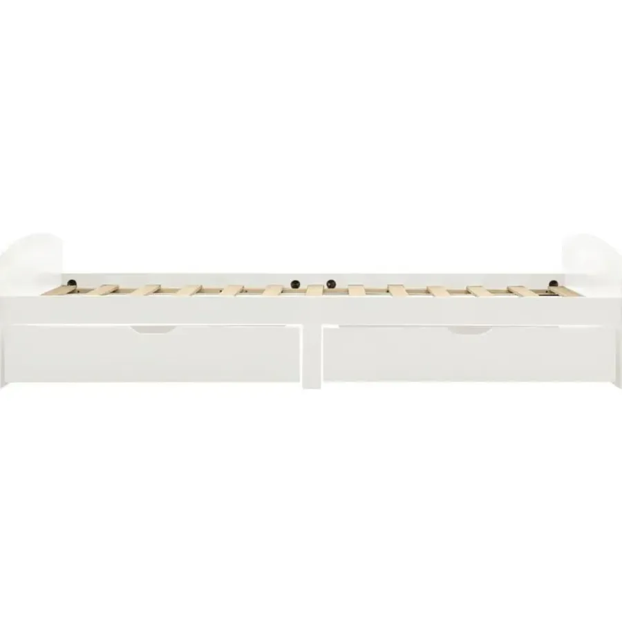 vidaXL - Bed frame incl. lades - Wit - Massief grenenhout - 90x200 cm