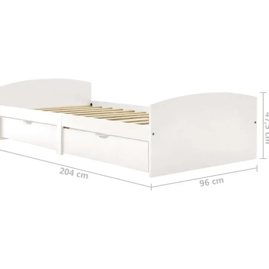 vidaXL - Bed frame incl. lades - Wit - Massief grenenhout - 90x200 cm