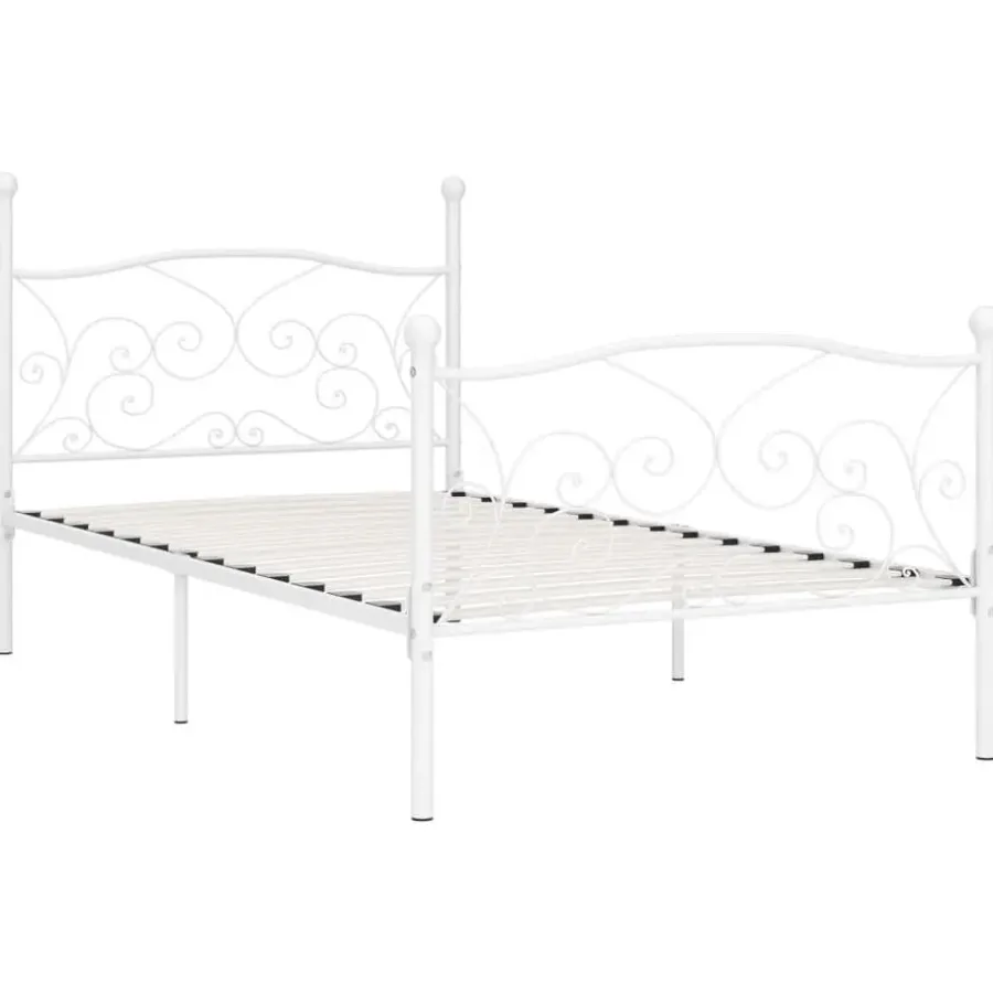 vidaXL - Bed frame met artistiek hoofdeinde - Wit - Metaal - 90x200 cm