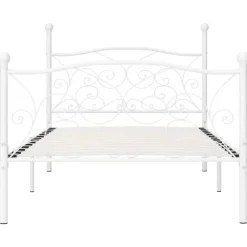 vidaXL - Bed frame met artistiek hoofdeinde - Wit - Metaal - 90x200 cm