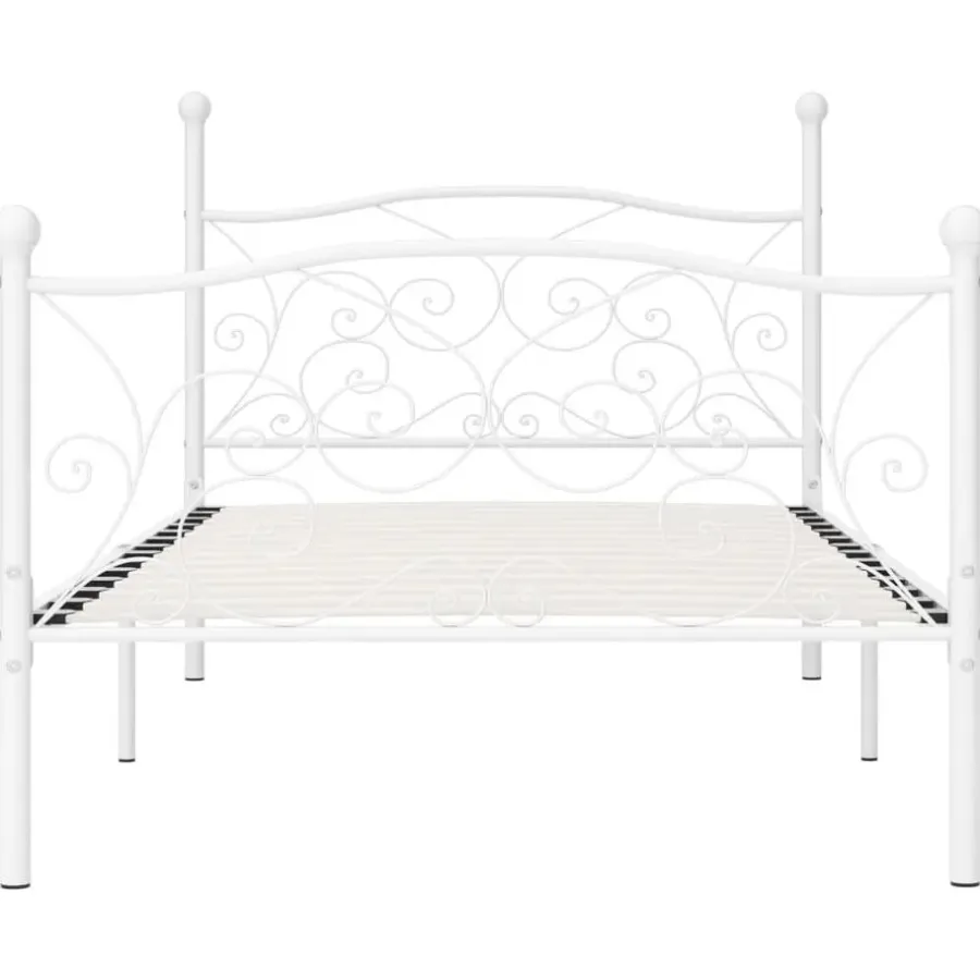 vidaXL - Bed frame met artistiek hoofdeinde - Wit - Metaal - 90x200 cm