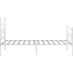 vidaXL - Bed frame met artistiek hoofdeinde - Wit - Metaal - 90x200 cm