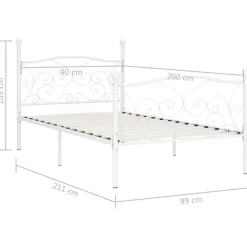vidaXL - Bed frame met artistiek hoofdeinde - Wit - Metaal - 90x200 cm