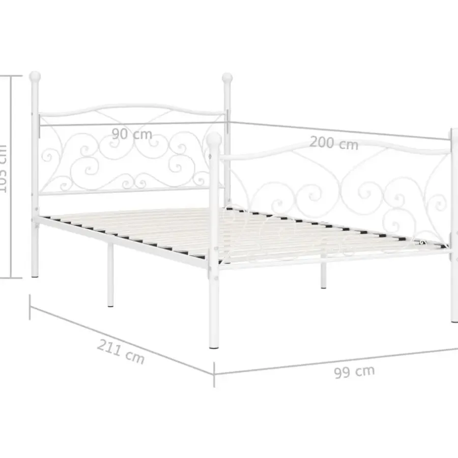 vidaXL - Bed frame met artistiek hoofdeinde - Wit - Metaal - 90x200 cm