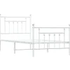 1-Persoons Bedden-vidaXL - Bed frame met hoofd- en voeteneinde - Wit - Metaal - 90x200 cm