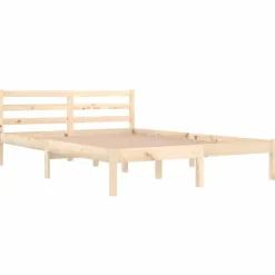 Twijfelaars-vidaXL - Bed frame met hoofdbord - Naturel - Massief grenenhout - 140x200 cm