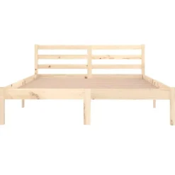 Twijfelaars-vidaXL - Bed frame met hoofdbord - Naturel - Massief grenenhout - 140x200 cm