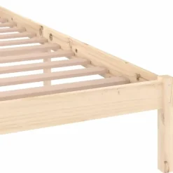 Twijfelaars-vidaXL - Bed frame met hoofdbord - Naturel - Massief grenenhout - 140x200 cm