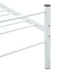 1-Persoons Bedden-vidaXL - Bed frame met hoofdeinde - Wit - Metaal - 90 x 200 cm