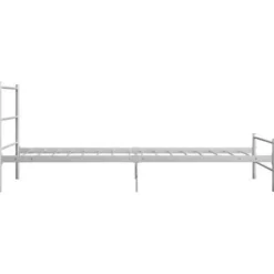 1-Persoons Bedden-vidaXL - Bed frame met hoofdeinde - Wit - Metaal - 90 x 200 cm