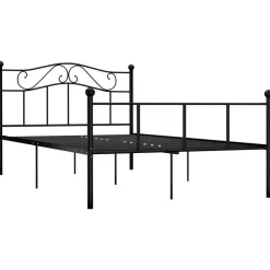 Twijfelaars-vidaXL - Bed frame met hoofdeinde - Zwart - Metaal - 120x200 cm