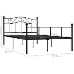 Twijfelaars-vidaXL - Bed frame met hoofdeinde - Zwart - Metaal - 120x200 cm