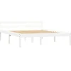 vidaXL - Bed frame met hoofdeinde - Wit - Massief grenenhout - 140x200 cm