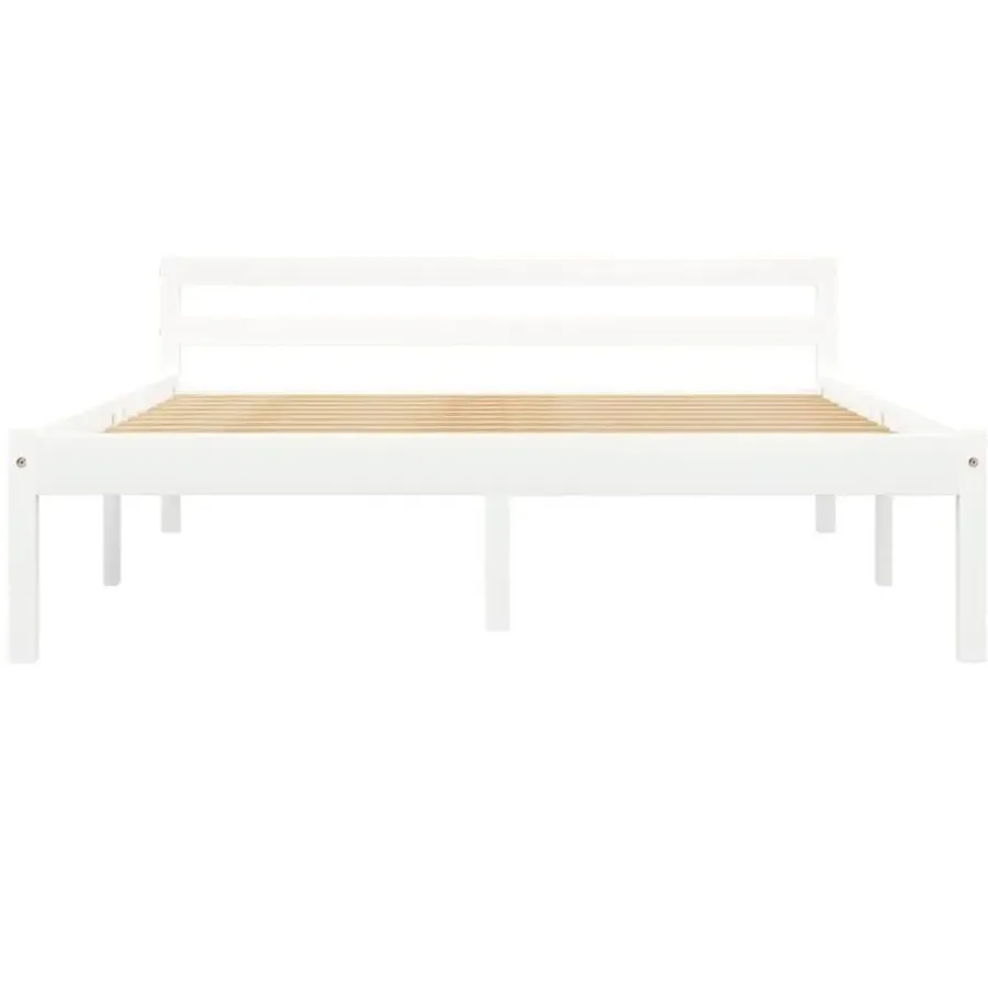 vidaXL - Bed frame met hoofdeinde - Wit - Massief grenenhout - 140x200 cm