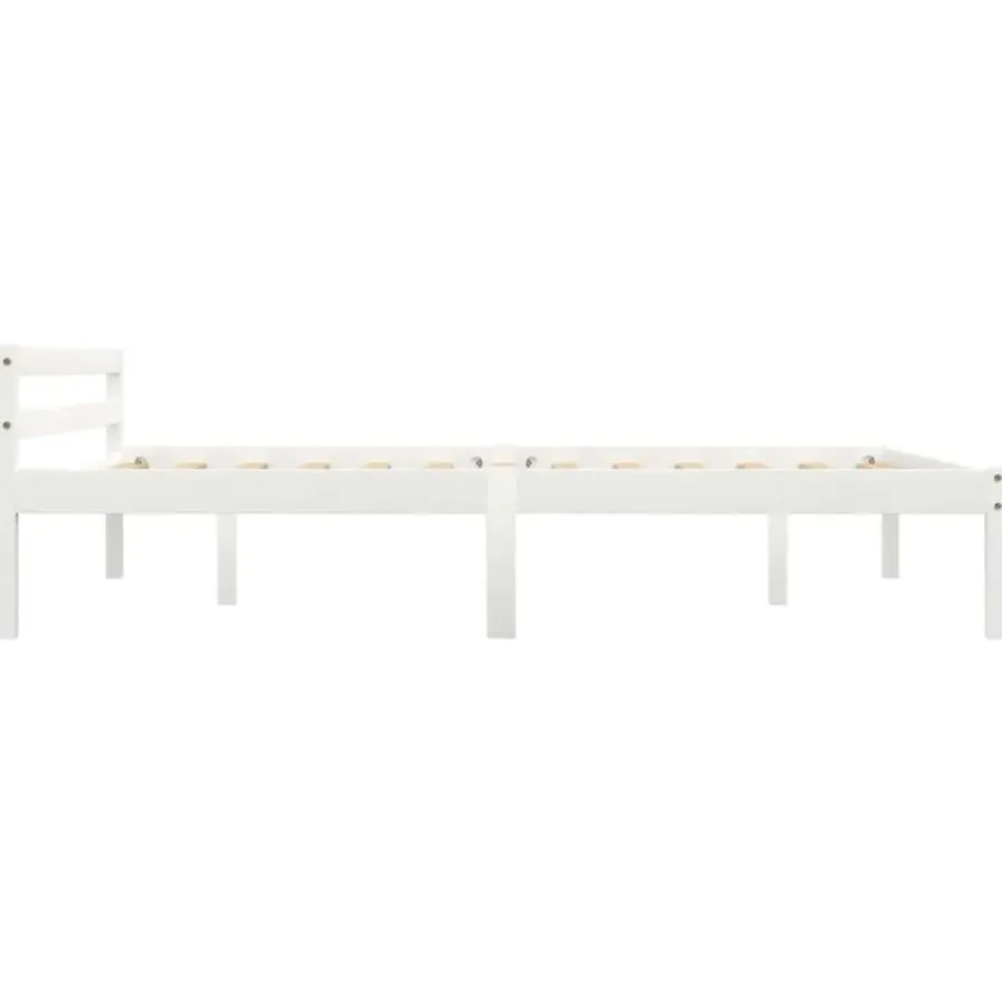 vidaXL - Bed frame met hoofdeinde - Wit - Massief grenenhout - 140x200 cm